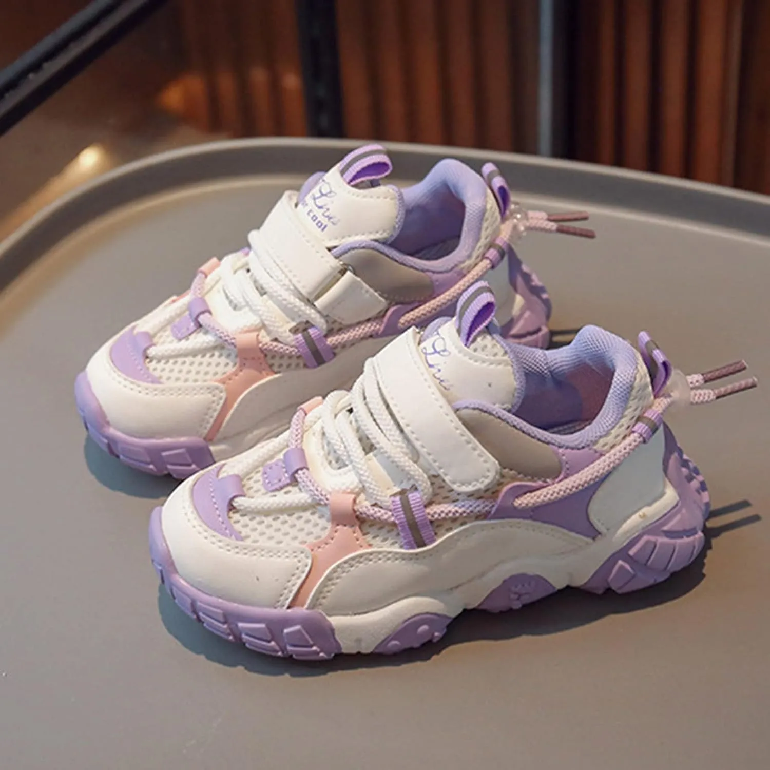 Kids Sneakers Boys Girls Lace-up Tennis Shoes Unisex-Child Lightweight Breathable Walking Shoes Toddler Shoes
