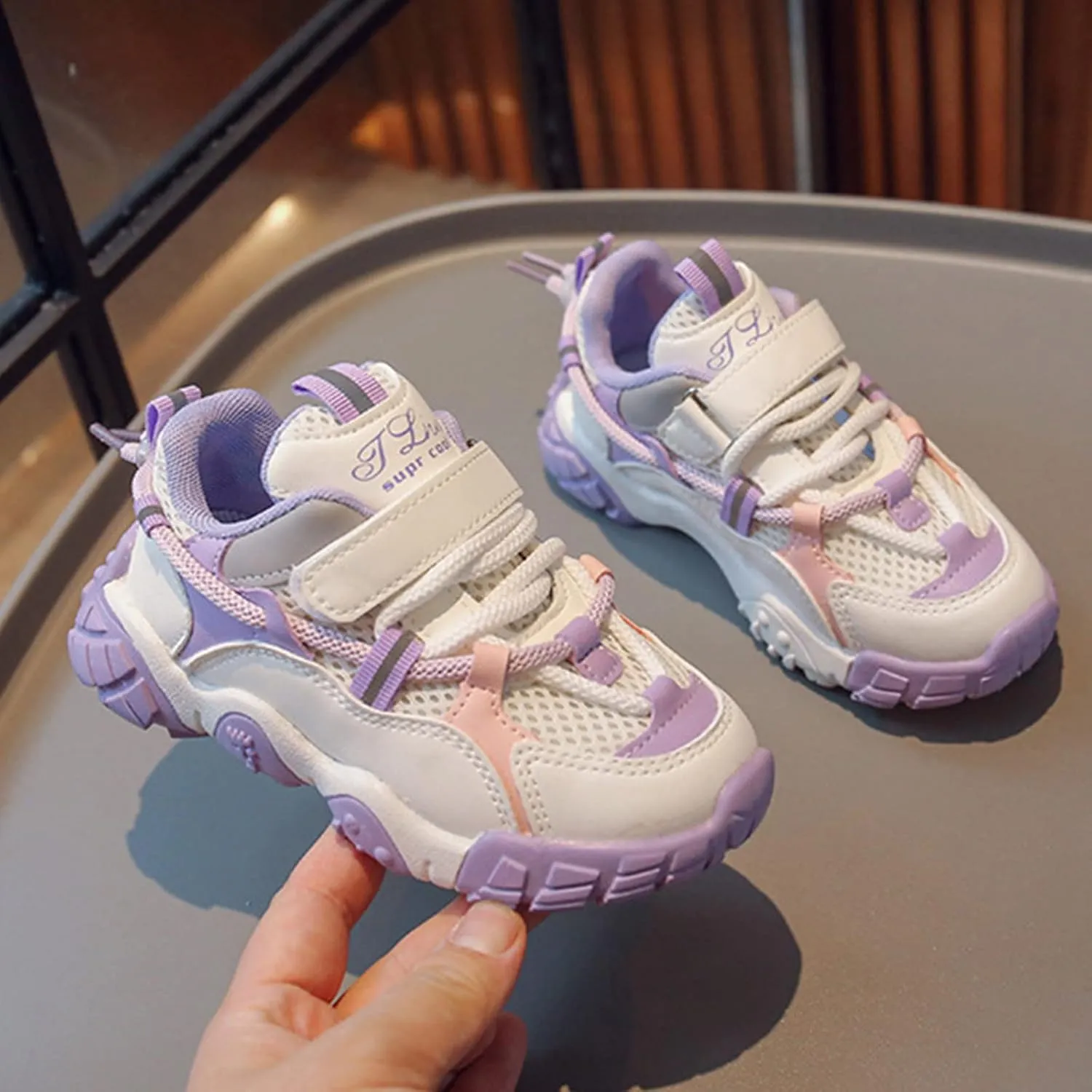 Kids Sneakers Boys Girls Lace-up Tennis Shoes Unisex-Child Lightweight Breathable Walking Shoes Toddler Shoes