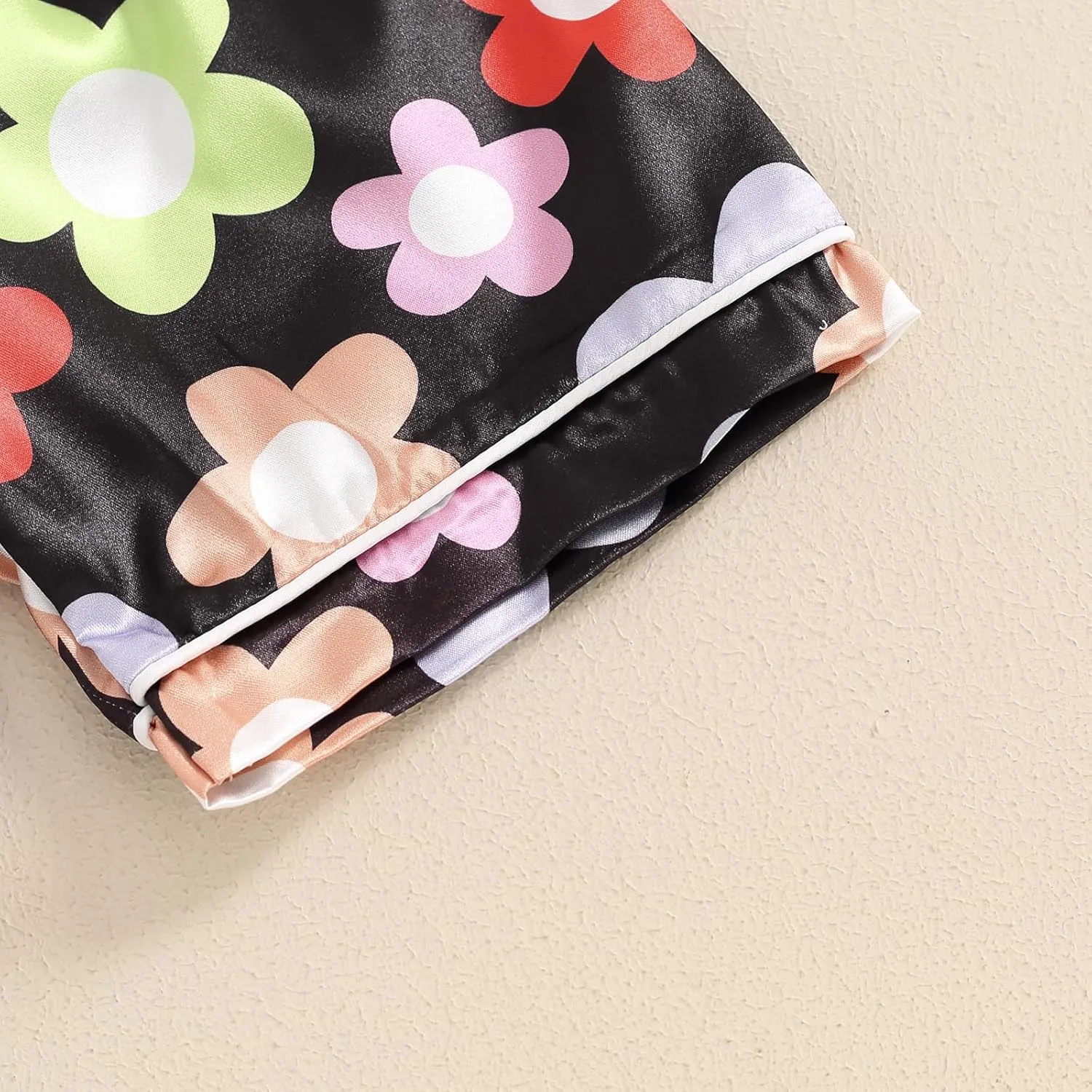 Kids Toddler Girls Pajamas Baby Short Sleeve Lapel Button Down Tops   Shorts Satin Silk Sleepwear Summer Loungewear