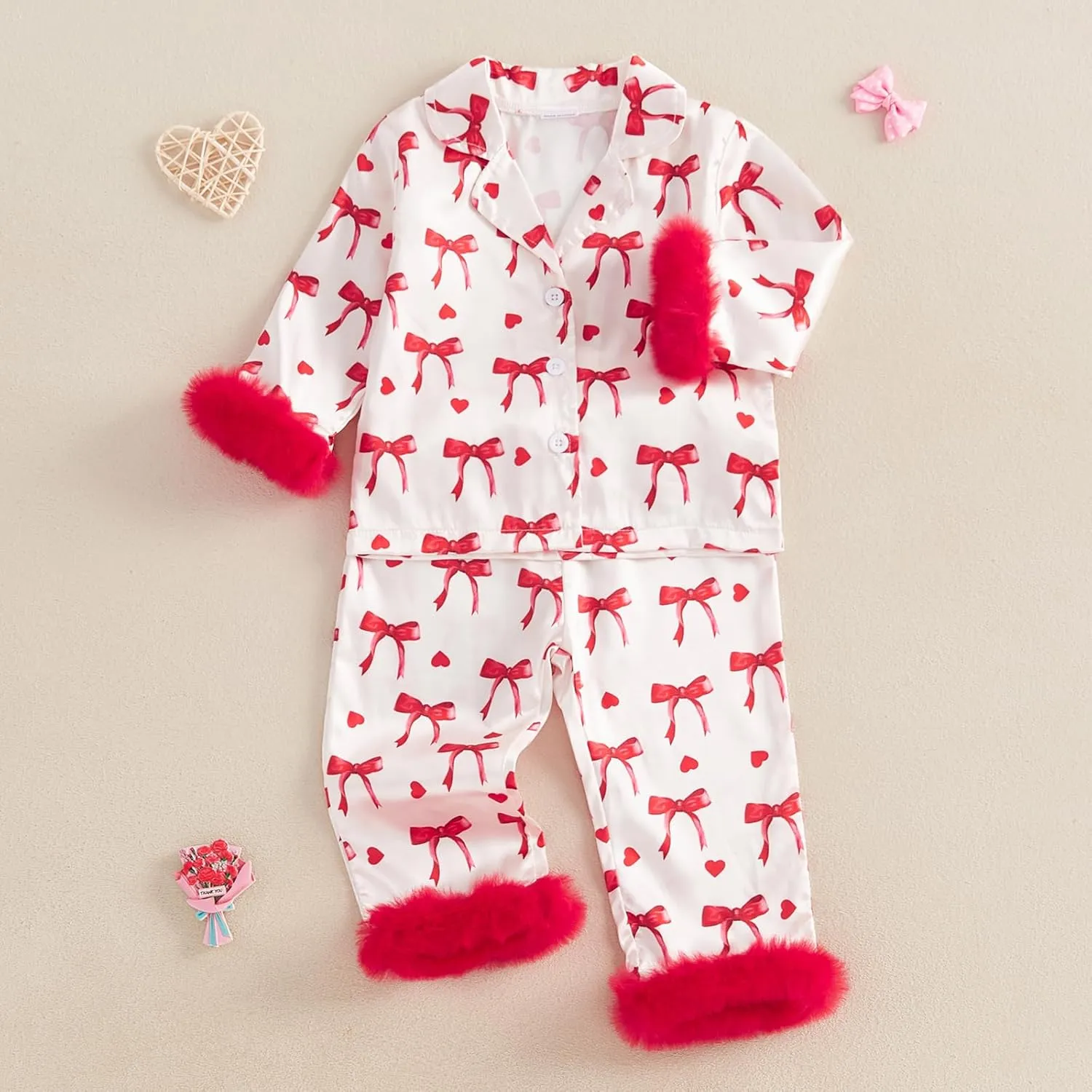 Kuriozud Toddler Girl Easter Pajamas Baby Silk Satin Nightgown Little Kids Girls Pjs Button Down 2 Piece Pajamas Set