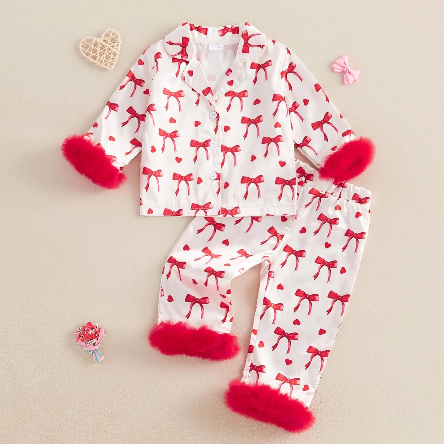 Kuriozud Toddler Girl Easter Pajamas Baby Silk Satin Nightgown Little Kids Girls Pjs Button Down 2 Piece Pajamas Set