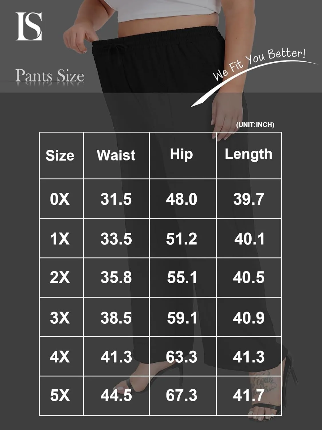 Lastshe Women's Plus Size Wide Leg Pants Summer Stretchy Drawstring Waist Comfortable Fit Casual Trousers Pants with Pockets