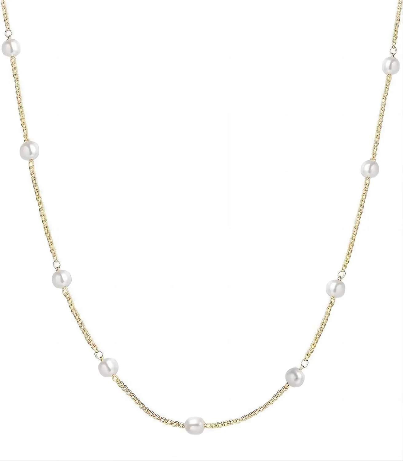 Layered Pearl Necklaces for Women 18K Gold Plated Dainty Pearl Choker Necklaces Trendy Jewelry Gifts for Women.