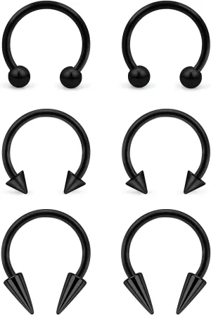Lcolyoli 16g Septum Rings Externally Threaded Surgical Steel Septum Jewelry Lip Rings Hoop Labret Jewelry Smiley Piercing Jewelry Horseshoe Earrings Daith Piercing Jewelry for Women Men