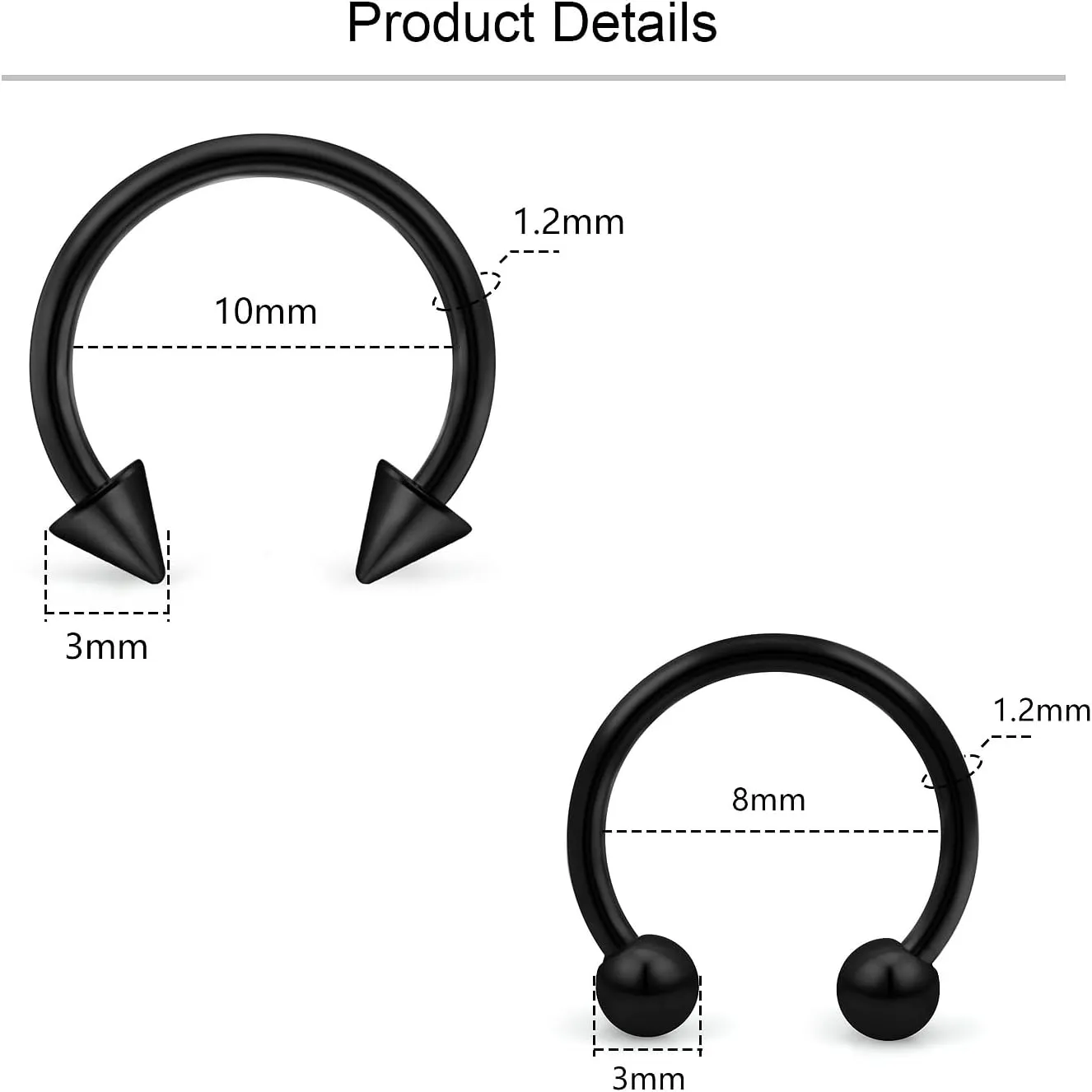 Lcolyoli 16g Septum Rings Externally Threaded Surgical Steel Septum Jewelry Lip Rings Hoop Labret Jewelry Smiley Piercing Jewelry Horseshoe Earrings Daith Piercing Jewelry for Women Men