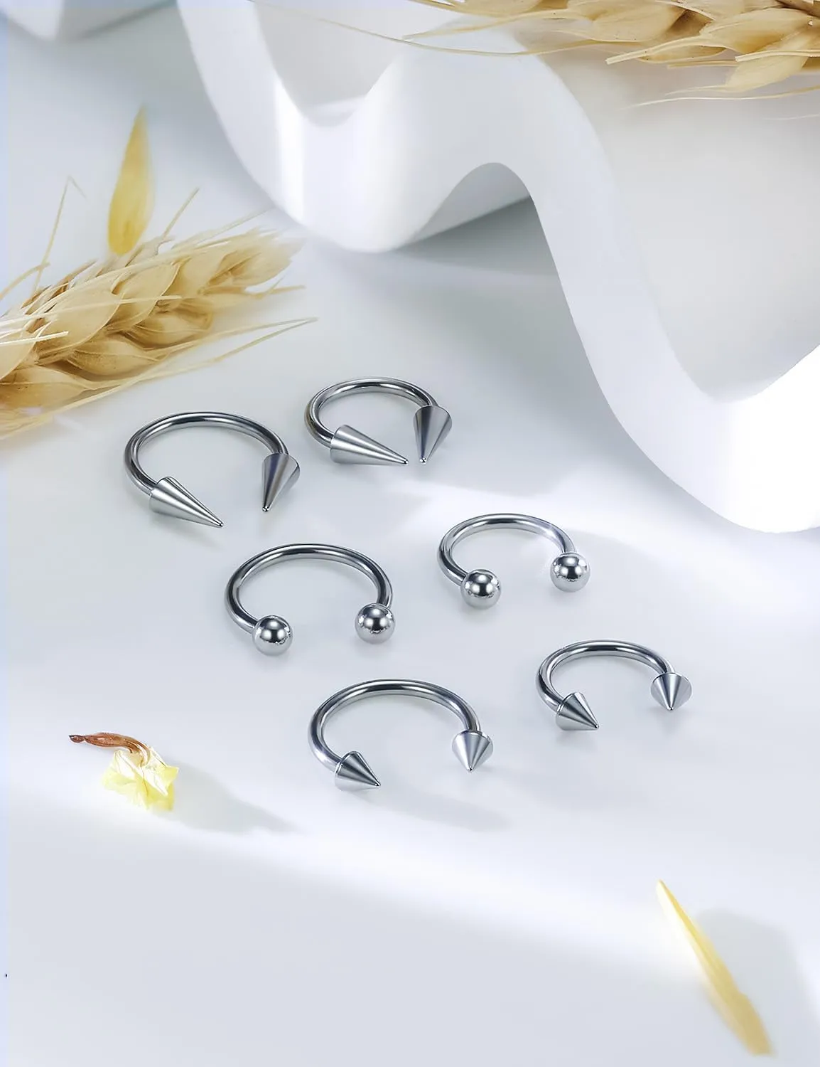 Lcolyoli 16g Septum Rings Externally Threaded Surgical Steel Septum Jewelry Lip Rings Hoop Labret Jewelry Smiley Piercing Jewelry Horseshoe Earrings Daith Piercing Jewelry for Women Men