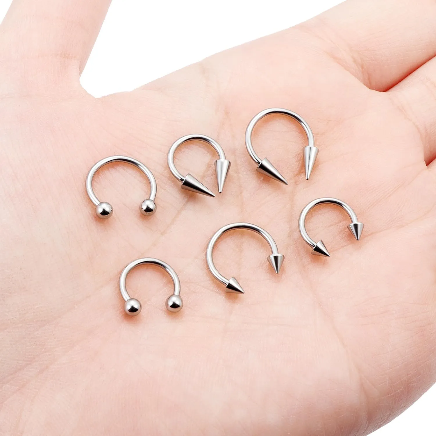 Lcolyoli 16g Septum Rings Externally Threaded Surgical Steel Septum Jewelry Lip Rings Hoop Labret Jewelry Smiley Piercing Jewelry Horseshoe Earrings Daith Piercing Jewelry for Women Men