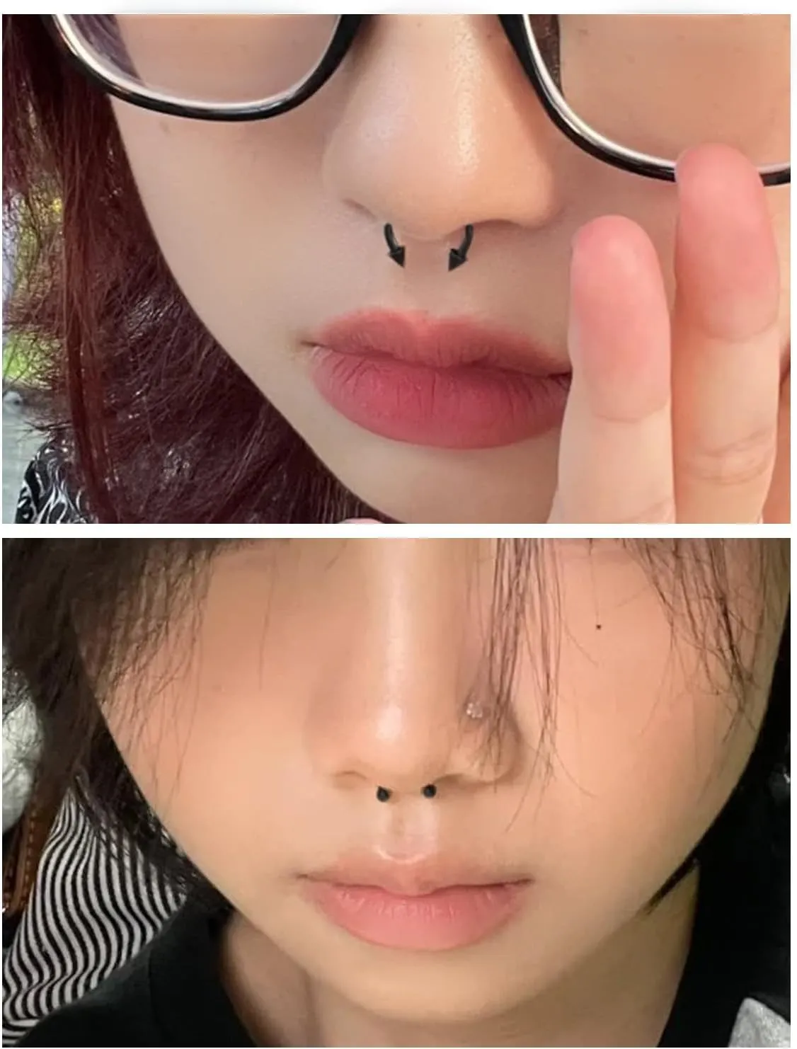 Lcolyoli 16g Septum Rings Externally Threaded Surgical Steel Septum Jewelry Lip Rings Hoop Labret Jewelry Smiley Piercing Jewelry Horseshoe Earrings Daith Piercing Jewelry for Women Men