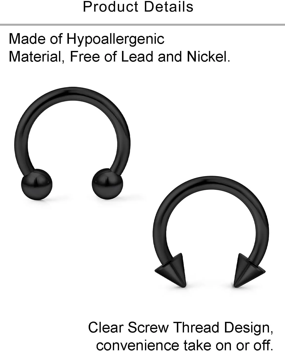 Lcolyoli 16g Septum Rings Externally Threaded Surgical Steel Septum Jewelry Lip Rings Hoop Labret Jewelry Smiley Piercing Jewelry Horseshoe Earrings Daith Piercing Jewelry for Women Men