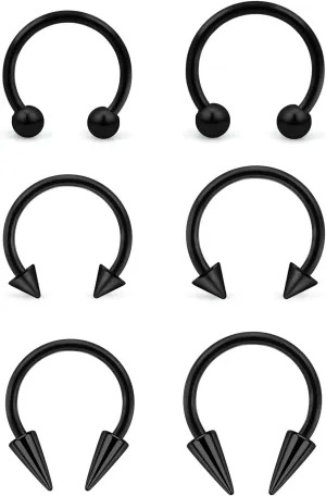 Lcolyoli 16g Septum Rings Externally Threaded Surgical Steel Septum Jewelry Lip Rings Hoop Labret Jewelry Smiley Piercing Jewelry Horseshoe Earrings Daith Piercing Jewelry for Women Men