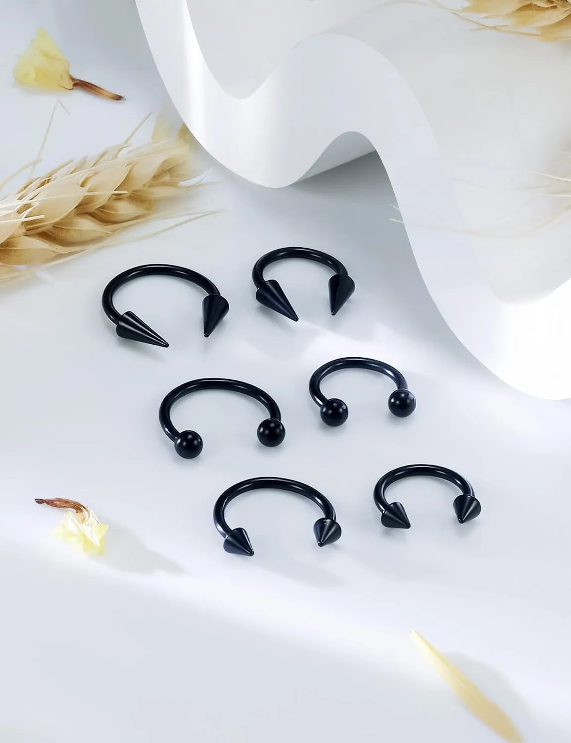 Lcolyoli 16g Septum Rings Externally Threaded Surgical Steel Septum Jewelry Lip Rings Hoop Labret Jewelry Smiley Piercing Jewelry Horseshoe Earrings Daith Piercing Jewelry for Women Men