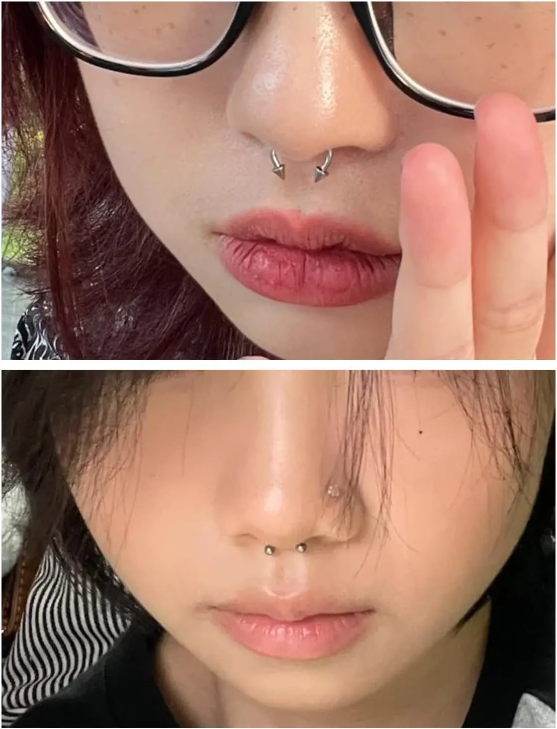 Lcolyoli 16g Septum Rings Externally Threaded Surgical Steel Septum Jewelry Lip Rings Hoop Labret Jewelry Smiley Piercing Jewelry Horseshoe Earrings Daith Piercing Jewelry for Women Men