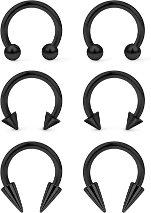Lcolyoli 16g Septum Rings Externally Threaded Surgical Steel Septum Jewelry Lip Rings Hoop Labret Jewelry Smiley Piercing Jewelry Horseshoe Earrings Daith Piercing Jewelry for Women Men