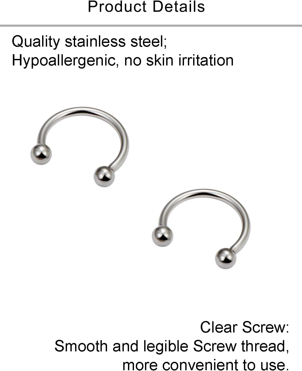 Lcolyoli 16g Septum Rings Internally Threaded Surgical Steel Septum Jewelry Lip Rings Hoop Labret Jewelry Smiley Piercing Jewelry Daith Piercing Jewelry Horseshoe Earrings for Women Men