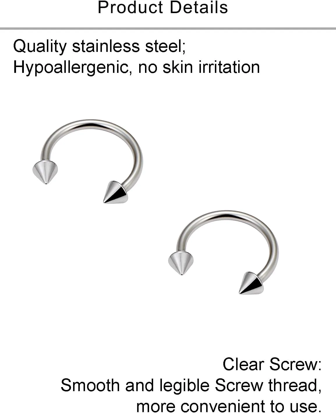 Lcolyoli 16g Septum Rings Internally Threaded Surgical Steel Septum Jewelry Lip Rings Hoop Labret Jewelry Smiley Piercing Jewelry Daith Piercing Jewelry Horseshoe Earrings for Women Men