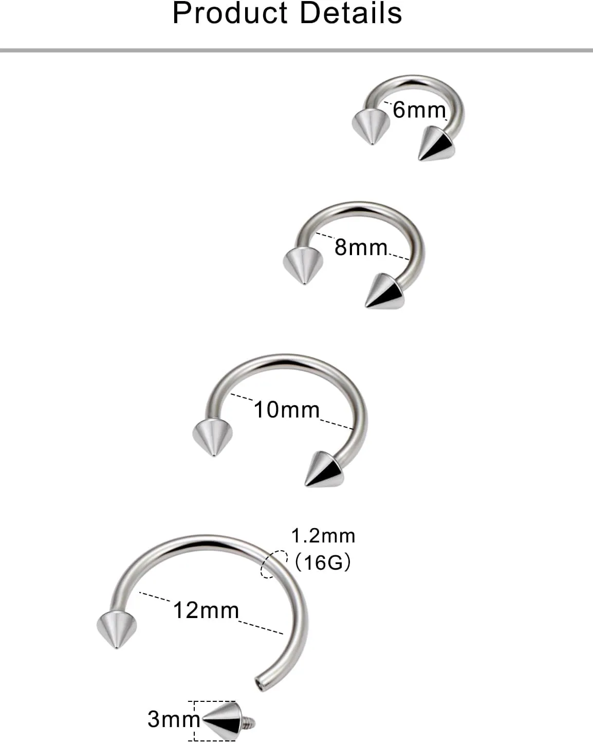 Lcolyoli 16g Septum Rings Internally Threaded Surgical Steel Septum Jewelry Lip Rings Hoop Labret Jewelry Smiley Piercing Jewelry Daith Piercing Jewelry Horseshoe Earrings for Women Men