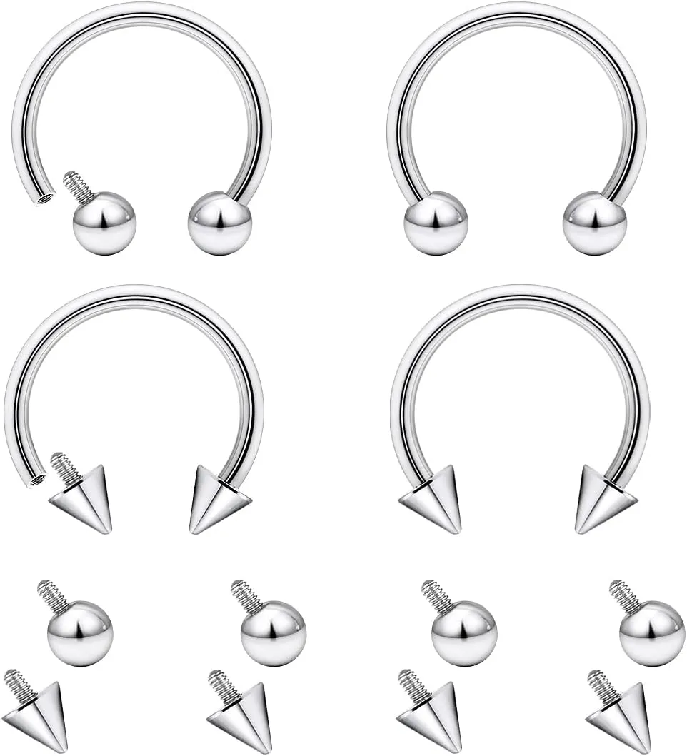 Lcolyoli 16g Septum Rings Internally Threaded Surgical Steel Septum Jewelry Lip Rings Hoop Labret Jewelry Snake Bite Piercing Jewelry Horseshoe Earrings Daith Piercing Jewelry for Women Men