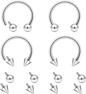 Lcolyoli 16g Septum Rings Internally Threaded Surgical Steel Septum Jewelry Lip Rings Hoop Labret Jewelry Snake Bite Piercing Jewelry Horseshoe Earrings Daith Piercing Jewelry for Women Men