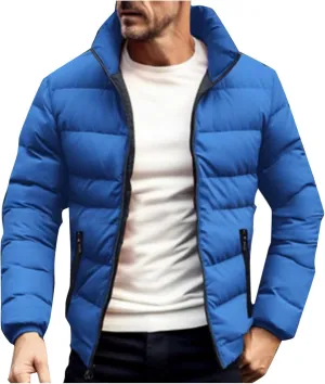 lcziwo Mens Puffer Quilted Jacket Lightweight Stand Collar Zip up Parka Casual Padded Cotton Jacket Winter Short Coat
