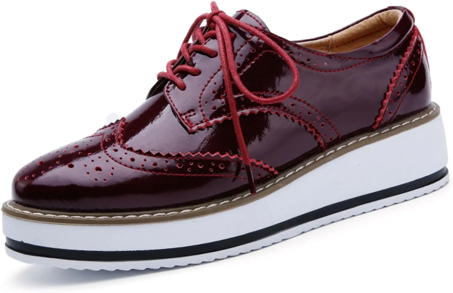 Leather Shoes for Women Glossy Shoes Comfortable Lightweight Slip On Work Flats Classic Lace-up Formal Oxford