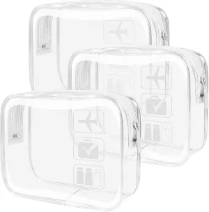 LETGO TSA Approved Toiletry Bag - Clear Makeup Bag Waterproof Quart Size Bag, Travel Makeup Cosmetic Bag for Women Travel Car Car Accessories Essentials for Men and Women (3 Pack-Clear)