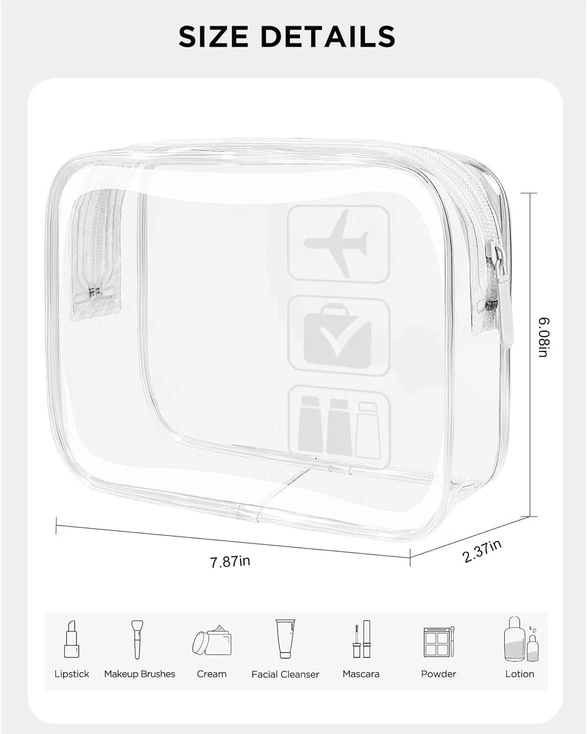 LETGO TSA Approved Toiletry Bag - Clear Makeup Bag Waterproof Quart Size Bag, Travel Makeup Cosmetic Bag for Women Travel Car Car Accessories Essentials for Men and Women (3 Pack-Clear)