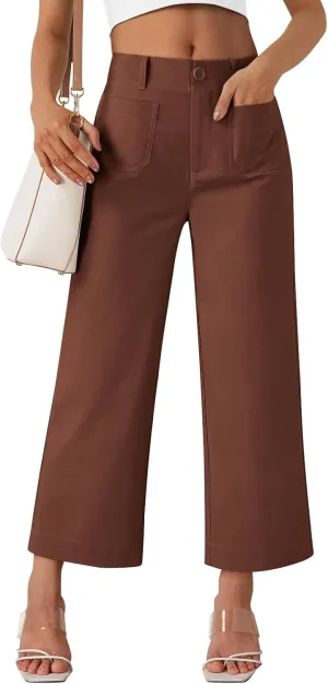 LILLUSORY Womens Linen Pants Lightweight Summer Wide Leg Cropped Capris Pants