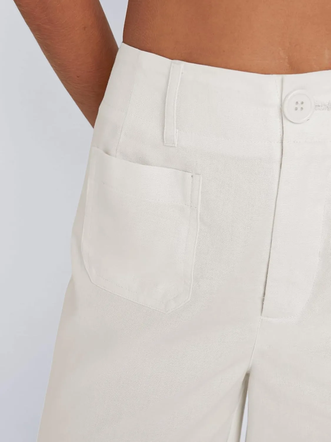 LILLUSORY Womens Linen Pants Lightweight Summer Wide Leg Cropped Capris Pants
