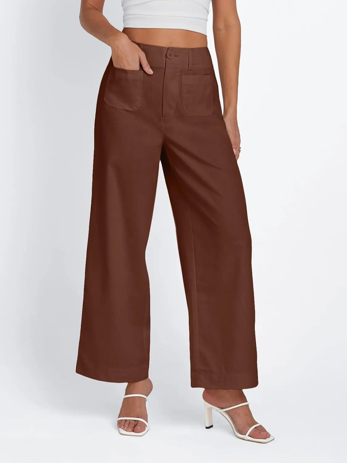 LILLUSORY Womens Linen Pants Lightweight Summer Wide Leg Cropped Capris Pants