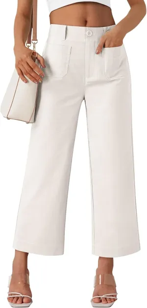 LILLUSORY Womens Linen Pants Lightweight Summer Wide Leg Cropped Capris Pants