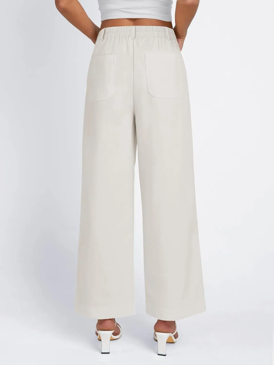 LILLUSORY Womens Linen Pants Lightweight Summer Wide Leg Cropped Capris Pants