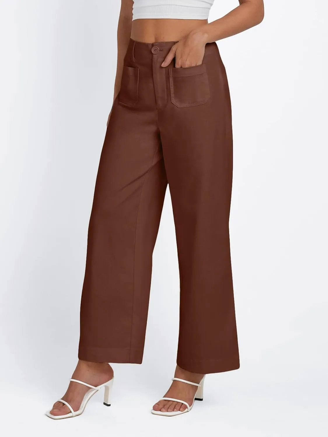 LILLUSORY Womens Linen Pants Lightweight Summer Wide Leg Cropped Capris Pants