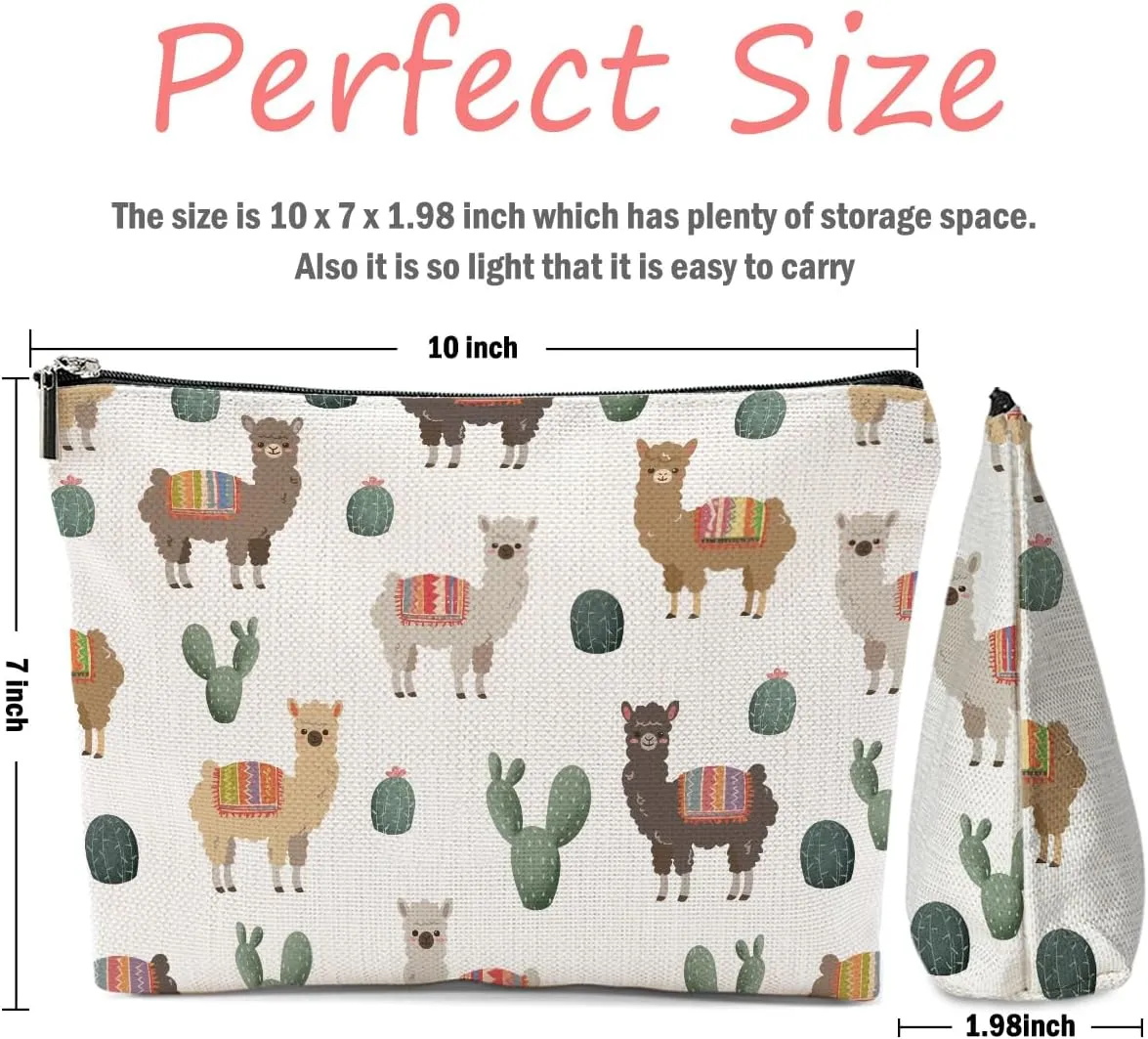 Llama Gifts, Alpaca Makeup Bag, Cute Animal Cosmetic Bag Travel Pouch, Alpaca Llama Lovers Gift for Women Girls Daughter Sisters Niece Farm Animals Graduation Birthday