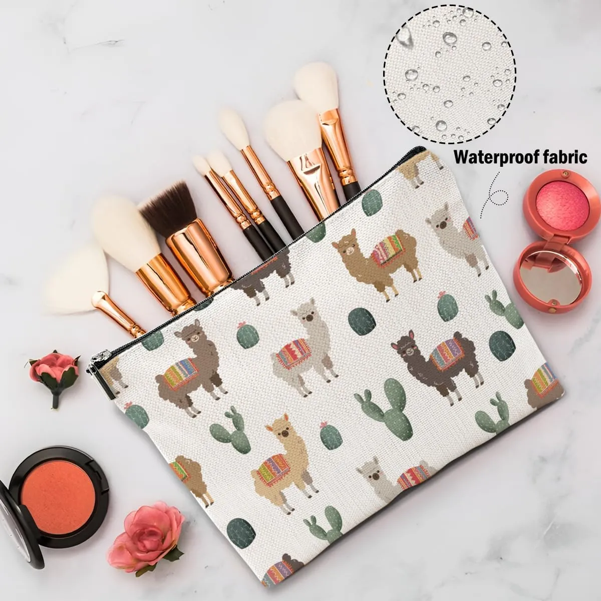 Llama Gifts, Alpaca Makeup Bag, Cute Animal Cosmetic Bag Travel Pouch, Alpaca Llama Lovers Gift for Women Girls Daughter Sisters Niece Farm Animals Graduation Birthday