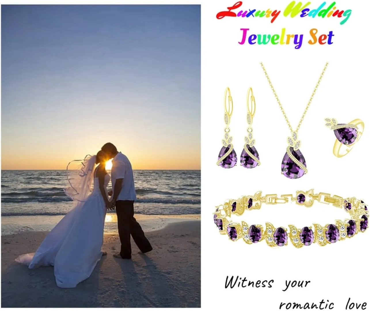 LMXXVJ Jewelry Set for Women,Teardrop Cubic Zirconia Necklace Earrings Adjustable Ring Bracelet Jewelry Set Formal Jewelry Gift