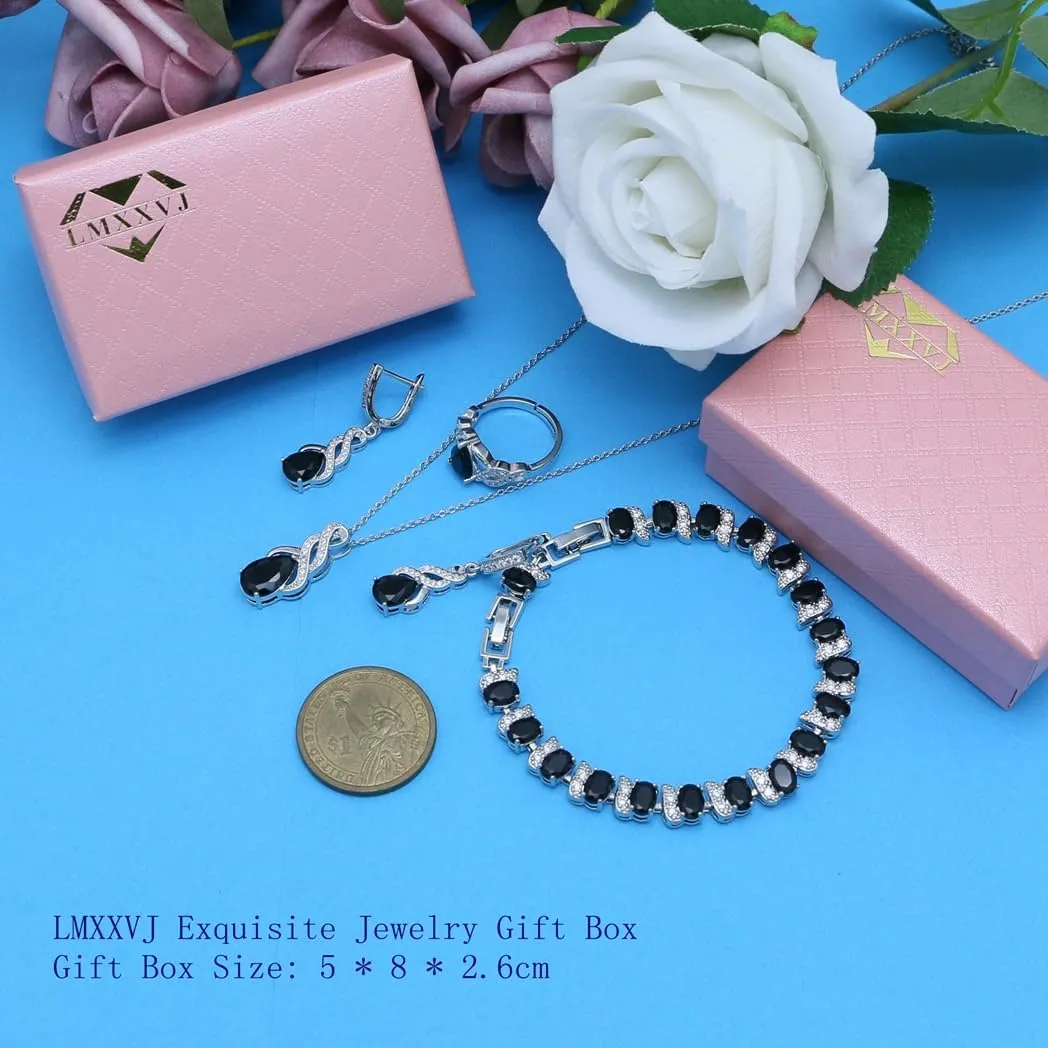 LMXXVJ Jewelry Set for Women,Teardrop Cubic Zirconia Necklace Earrings Adjustable Ring Bracelet Jewelry Set Formal Jewelry Gift