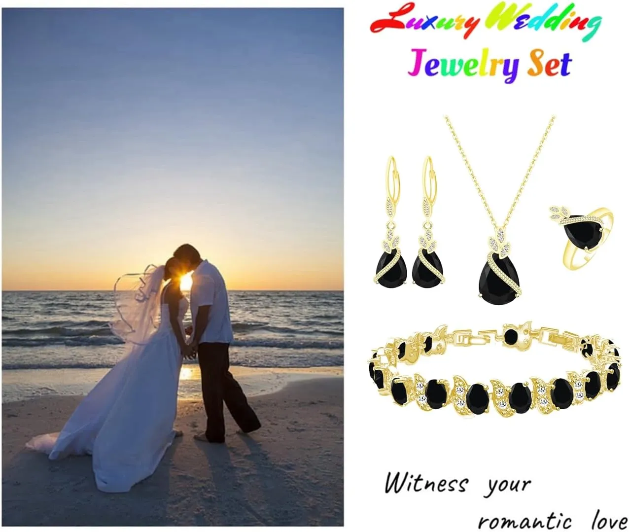 LMXXVJ Jewelry Set for Women,Teardrop Cubic Zirconia Necklace Earrings Adjustable Ring Bracelet Jewelry Set Formal Jewelry Gift