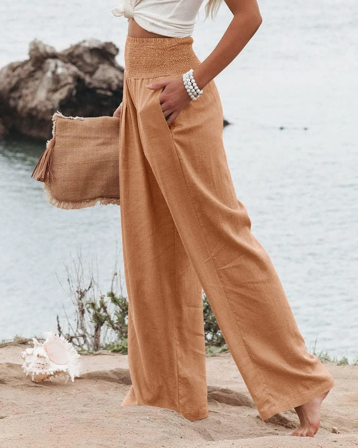LOAIHA Cotton Linen Pants Women Summer High Waisted Wide Leg Pants Palazzo Pants for Women Trousers Pants for Women