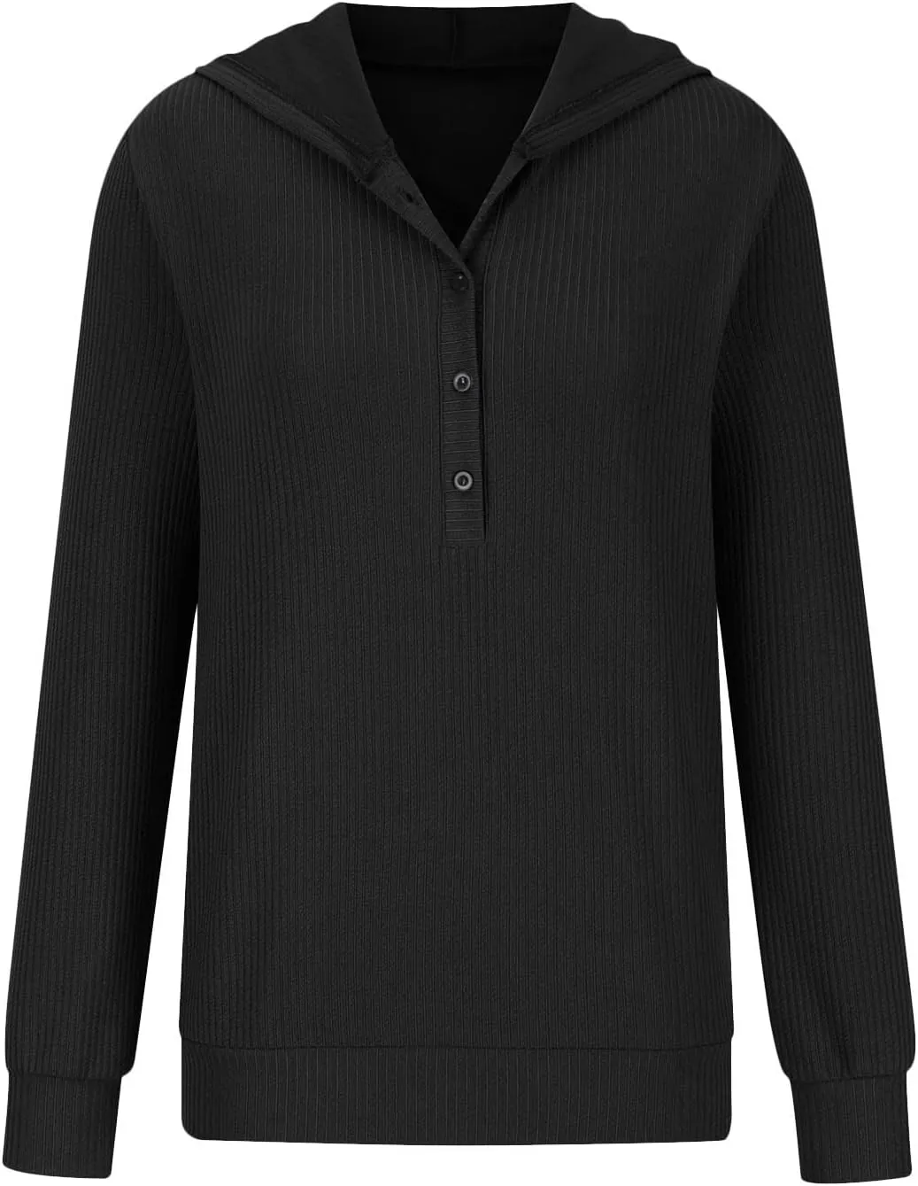 Long Sleeve Going Out Tops for Women Solid Button Hoodies Casual Comfy Fitted Sweat Shirts with Pockets