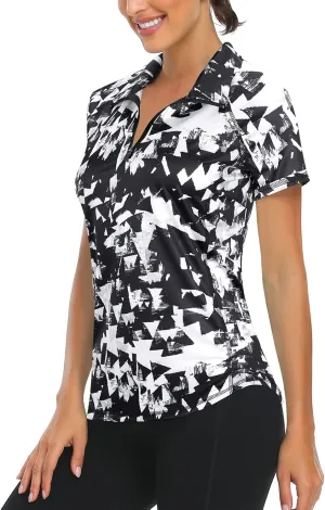 LURANEE Women's Short Sleeve Moisture Wicking Athletic Shirts Quarter Zip Pullover