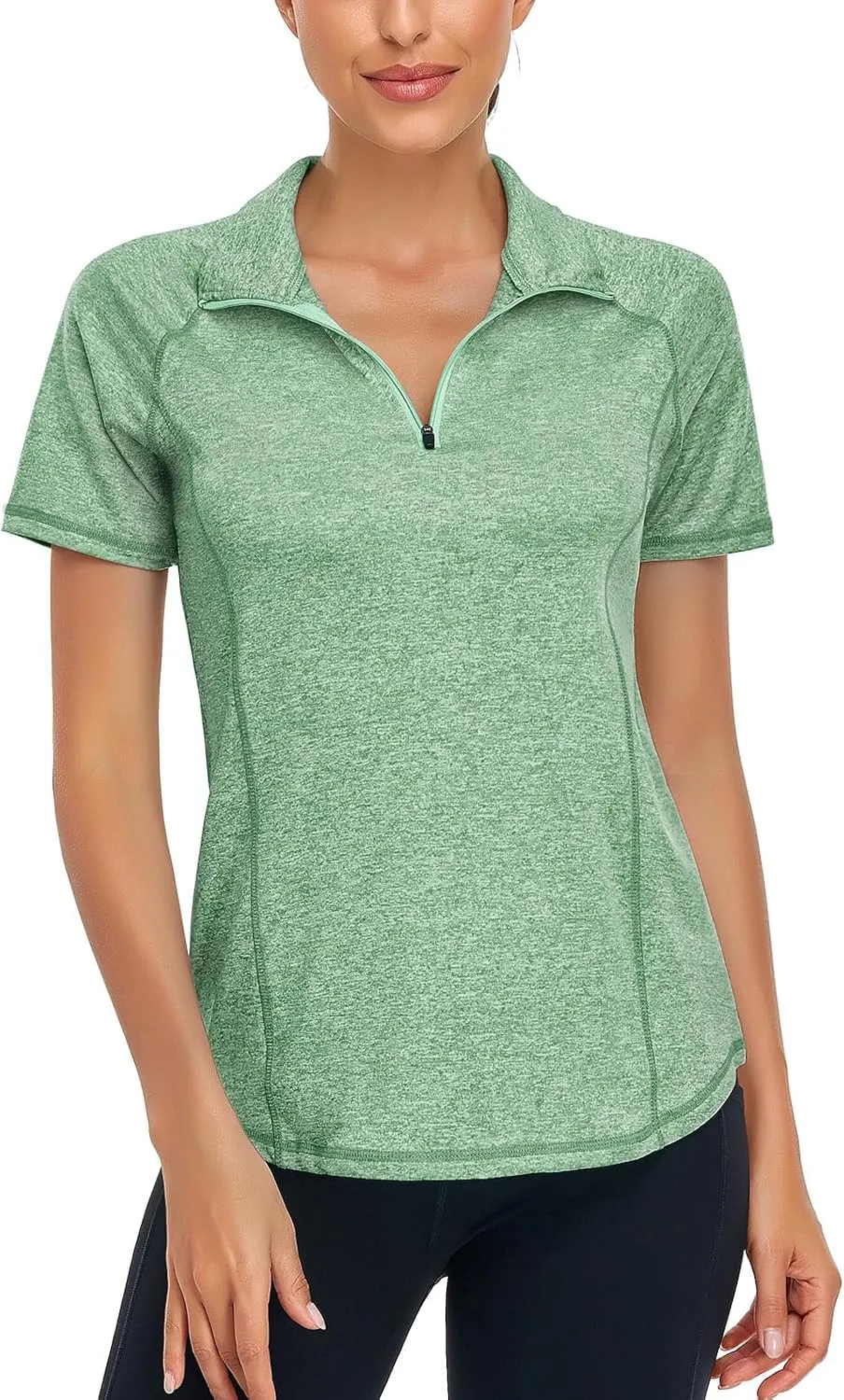 LURANEE Women's Short Sleeve Moisture Wicking Athletic Shirts Quarter Zip Pullover