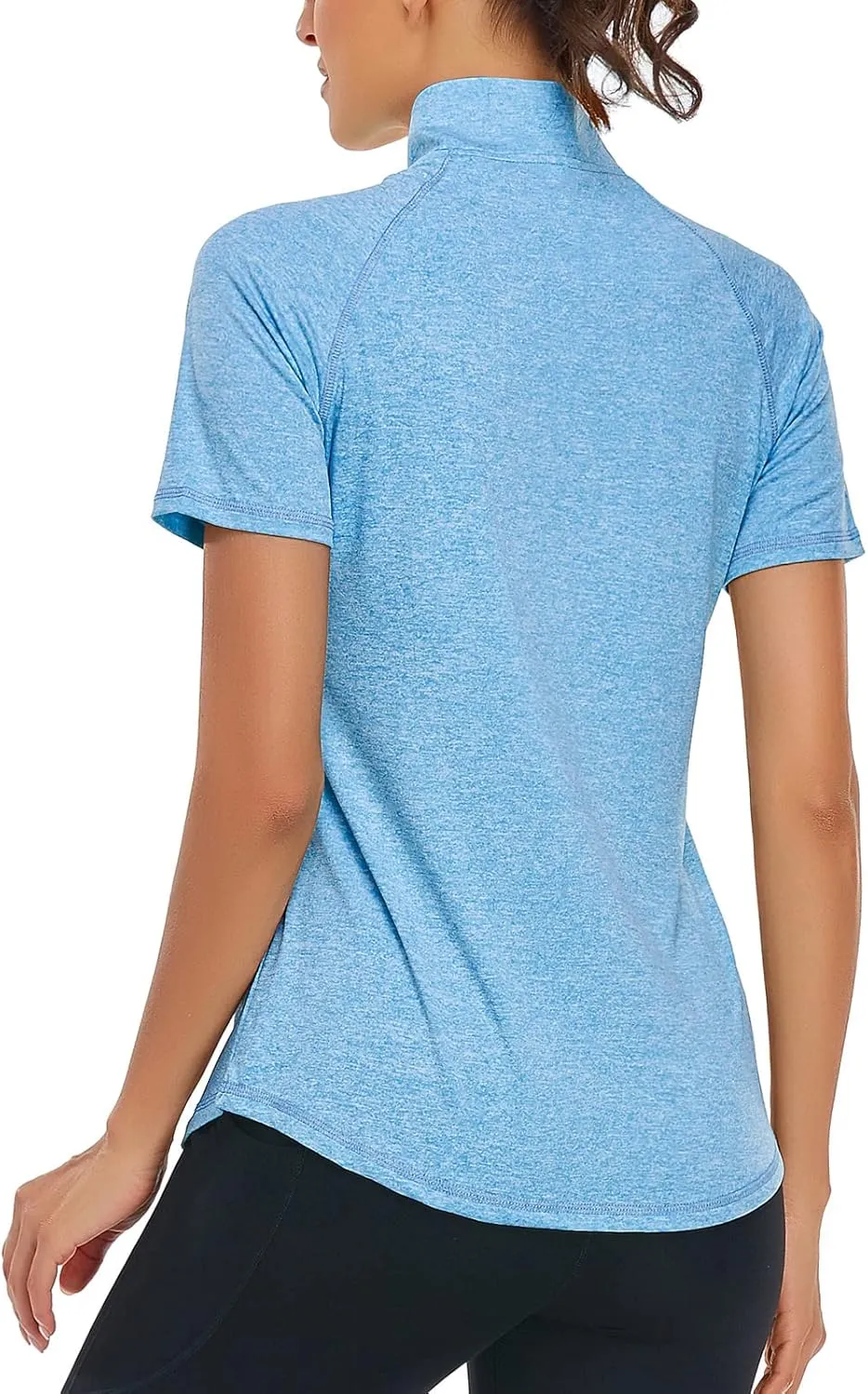 LURANEE Women's Short Sleeve Moisture Wicking Athletic Shirts Quarter Zip Pullover