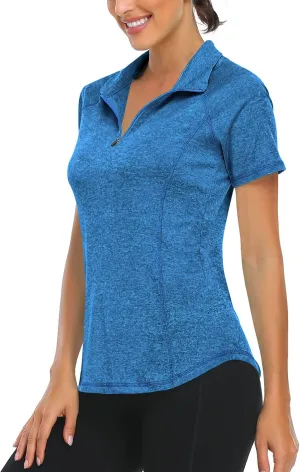 LURANEE Women's Short Sleeve Moisture Wicking Athletic Shirts Quarter Zip Pullover