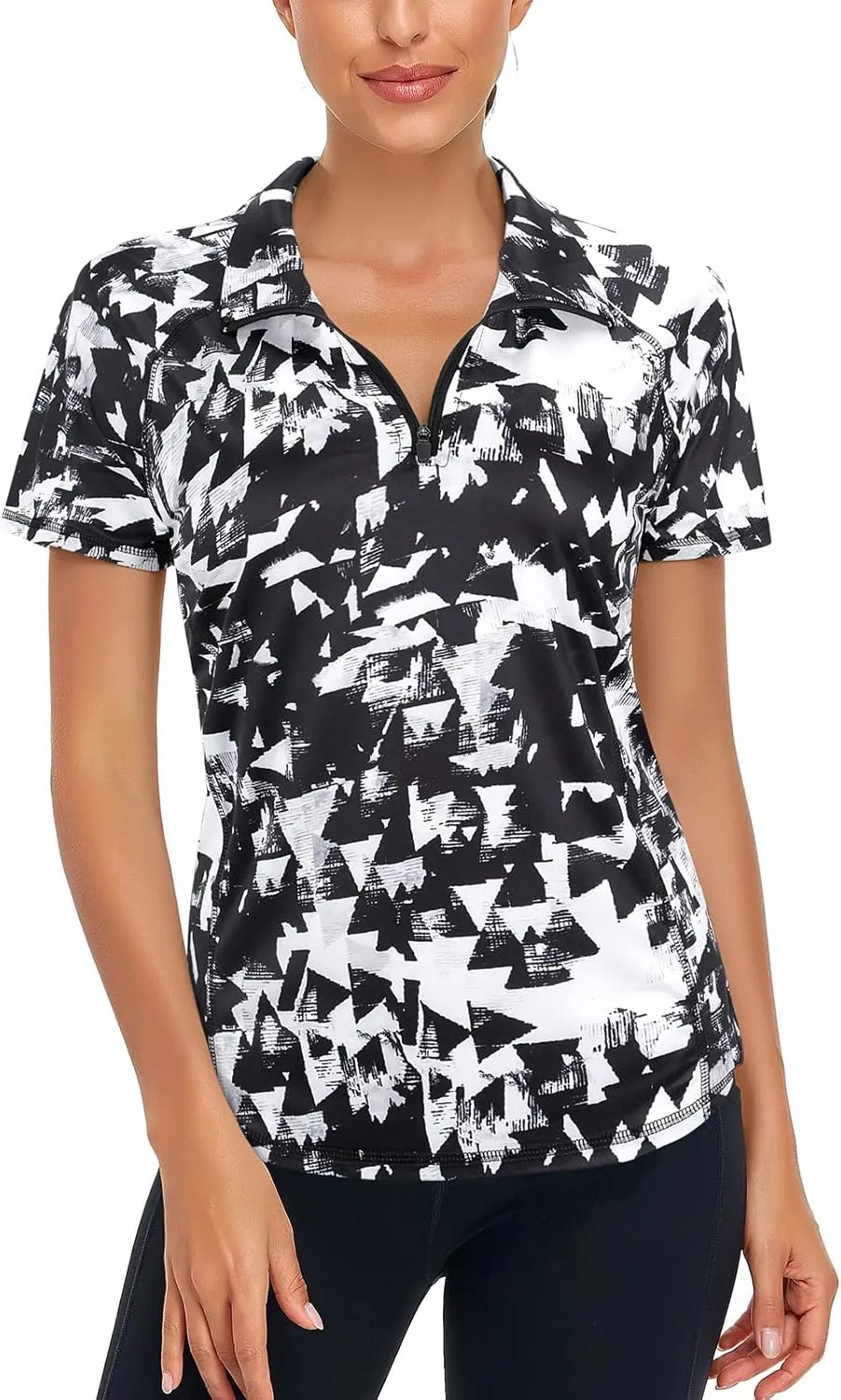 LURANEE Women's Short Sleeve Moisture Wicking Athletic Shirts Quarter Zip Pullover