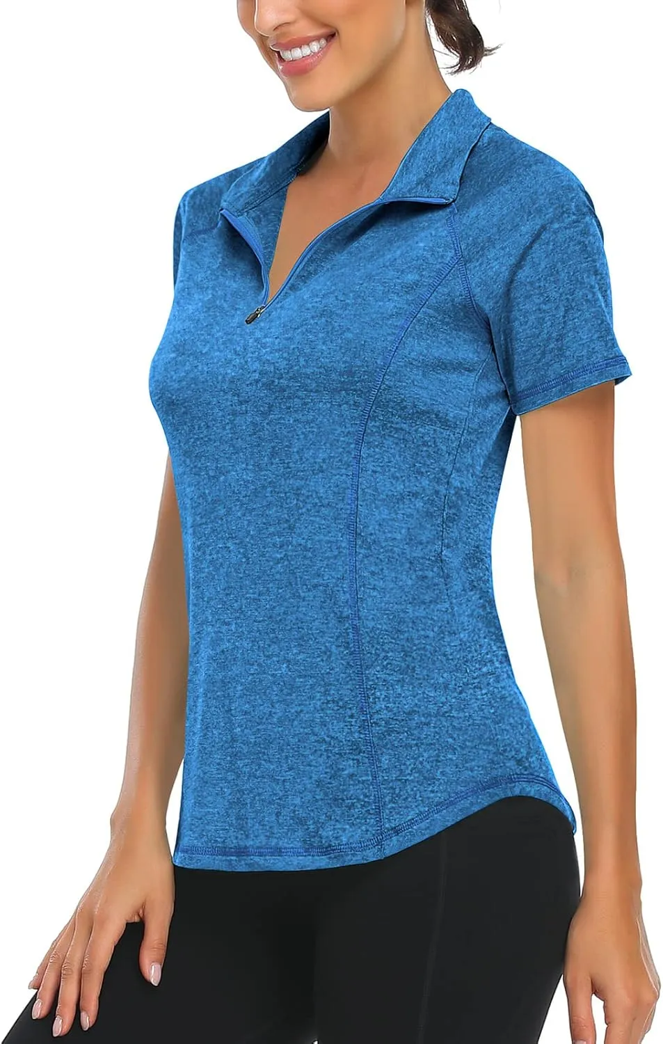 LURANEE Women's Short Sleeve Moisture Wicking Athletic Shirts Quarter Zip Pullover