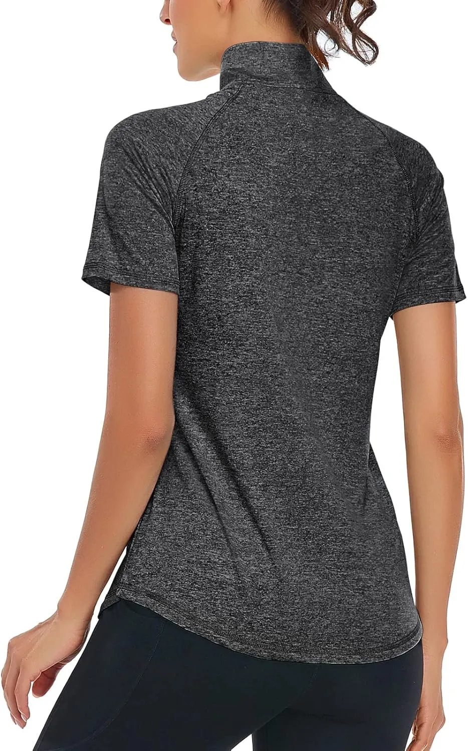 LURANEE Women's Short Sleeve Moisture Wicking Athletic Shirts Quarter Zip Pullover