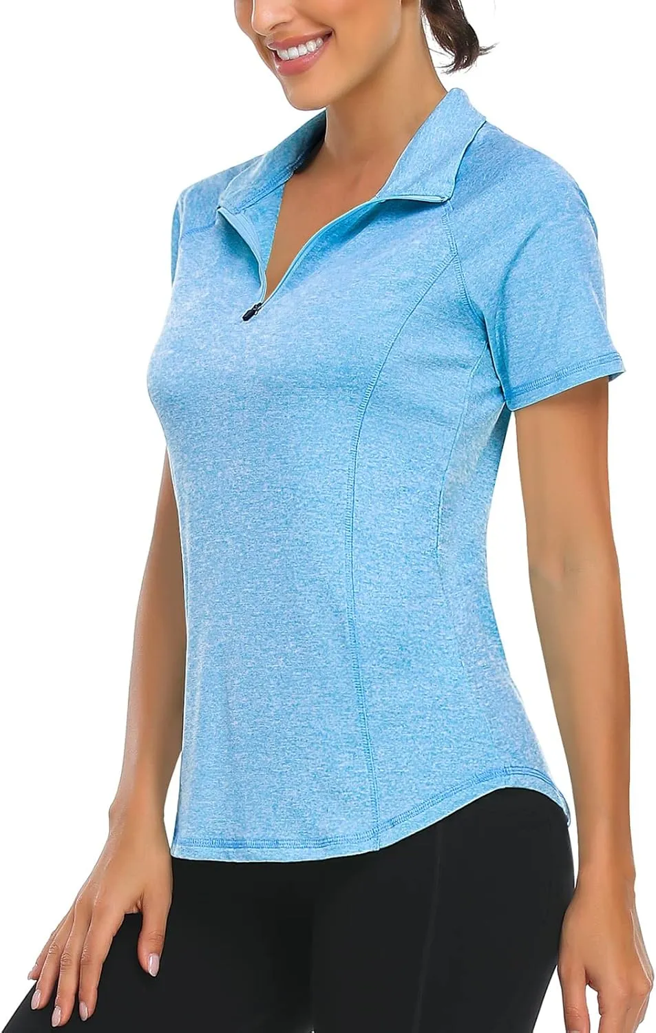 LURANEE Women's Short Sleeve Moisture Wicking Athletic Shirts Quarter Zip Pullover