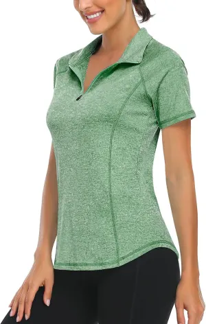 LURANEE Women's Short Sleeve Moisture Wicking Athletic Shirts Quarter Zip Pullover