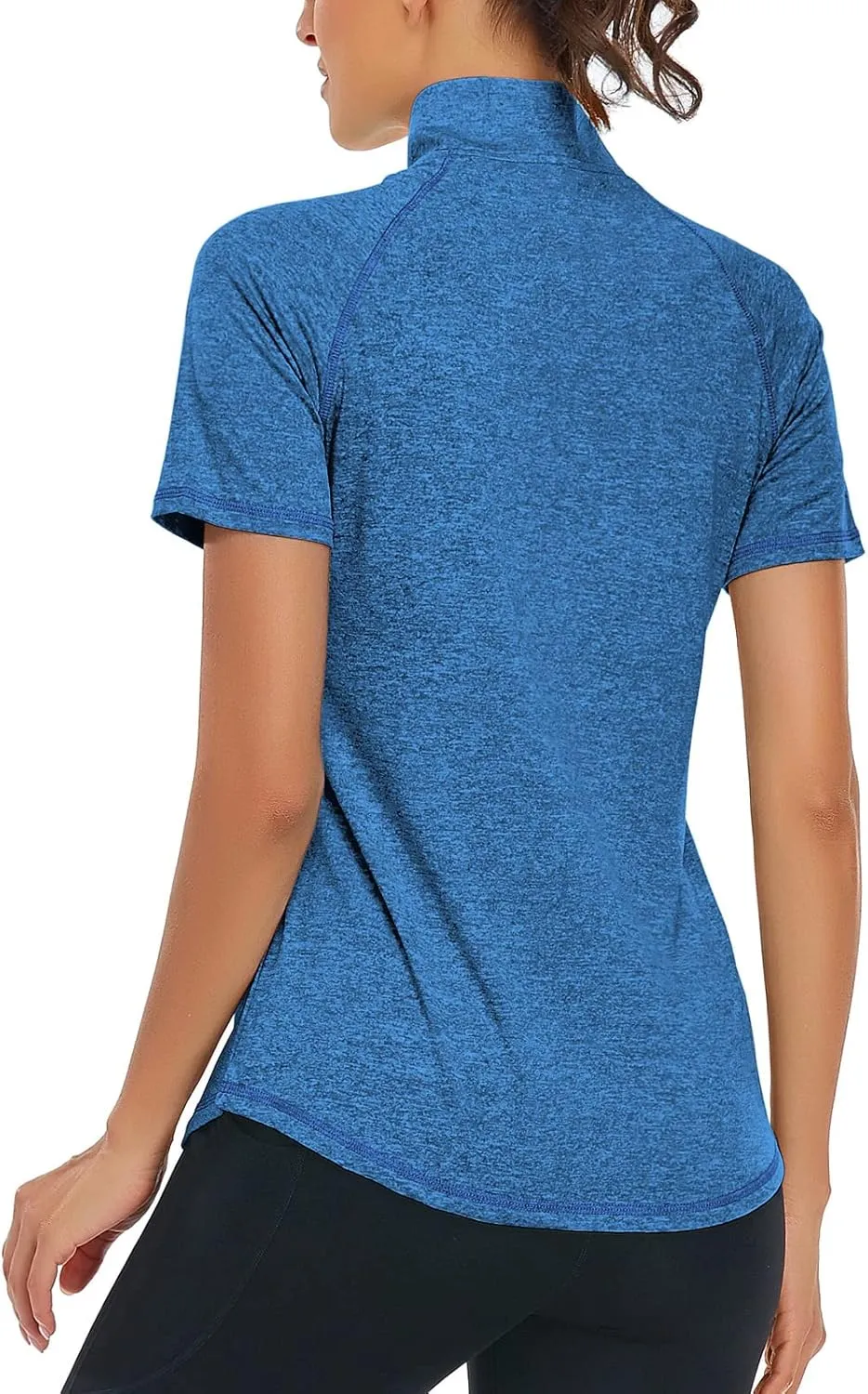 LURANEE Women's Short Sleeve Moisture Wicking Athletic Shirts Quarter Zip Pullover