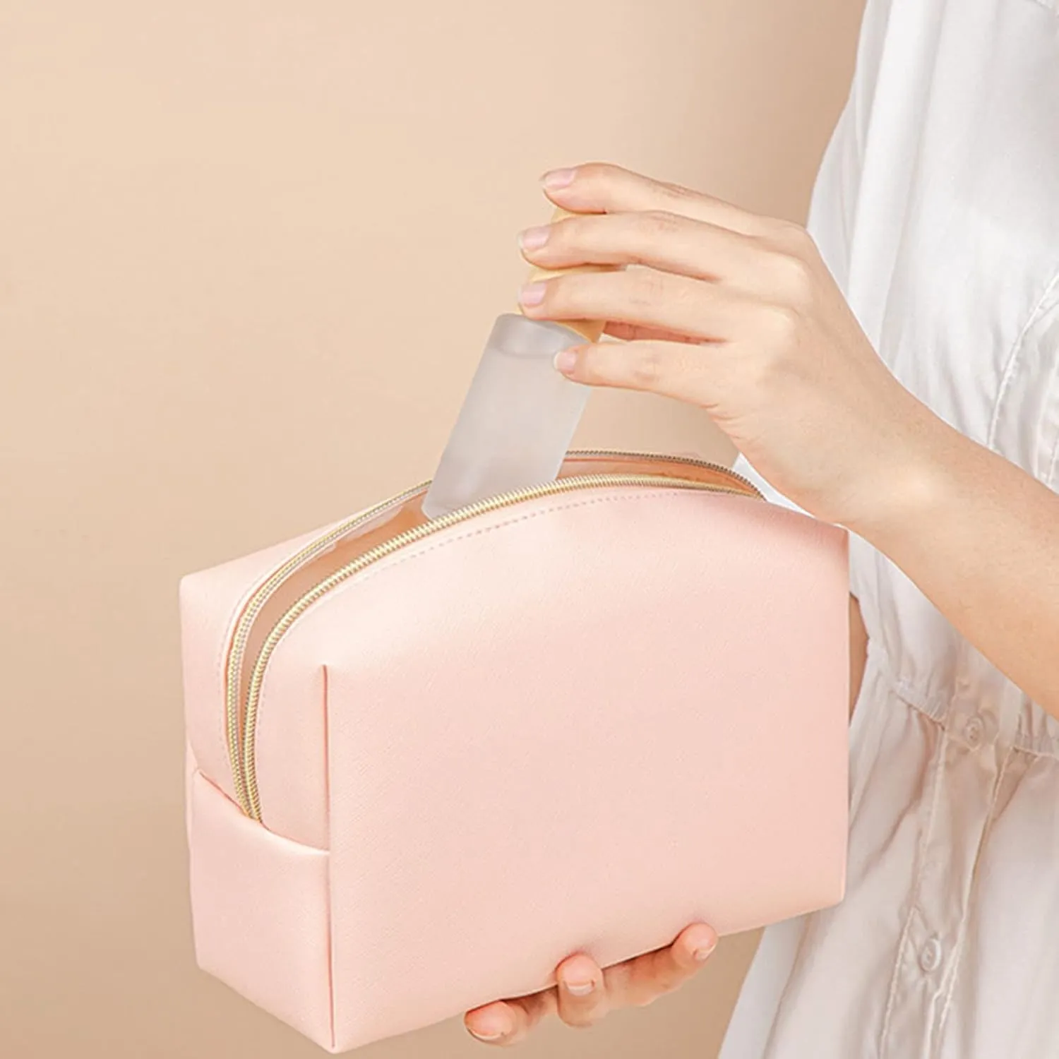 Makeup Bags for Women,PU Leather Portable Large Capacity Waterproof Small Makeup Bag,Toiletry Bag,Travel Cosmetic Bag,Cute Makeup Bag for Daughter Women Girls Gifts